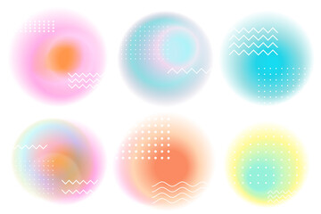 Retro Gradients Round Abstract Shapes. Vector Set