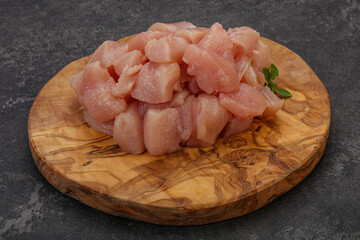 Raw diced chicken for cooking