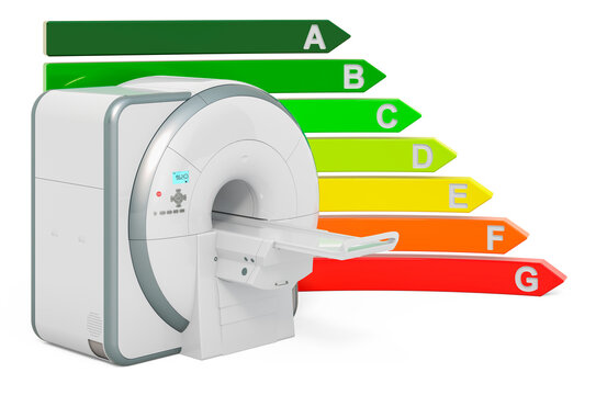 MRI with energy efficiency chart, 3D rendering
