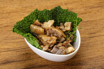 Baled lamb meat in the bowl