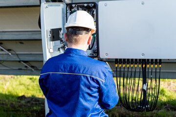 The inspector checks the actual output voltage level of inverter