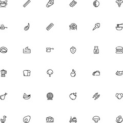 icon vector icon set such as: mussel, machine, pork, shashlik, arabica, dry, pan, cake, clip art, packaging, herbs, coffee powder, bulb, cooked, instant coffee, doodle, tool, chef, white background
