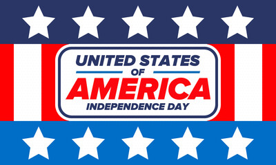 Independence Day in United States of America. The Fourth of July. Happy national holiday, celebrated annual in July 4. American flag. Country freedom day. Patriotic event design. Vector poster