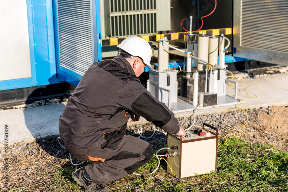 Wall mural execution of electrical measuring works on the power transformer