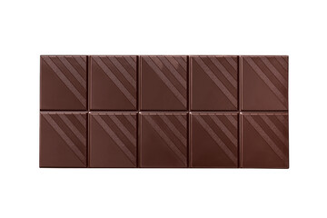 Bar of bitter chocolate isolated on a white background