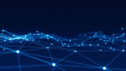 Motion graphic of Blue dot and line connection with polygonal technology abstract background Camera zoom seamless loop video