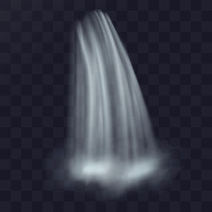 Fototapeta na wymiar Realistic natural waterfall. Vector illustration isolated on transparent background.
