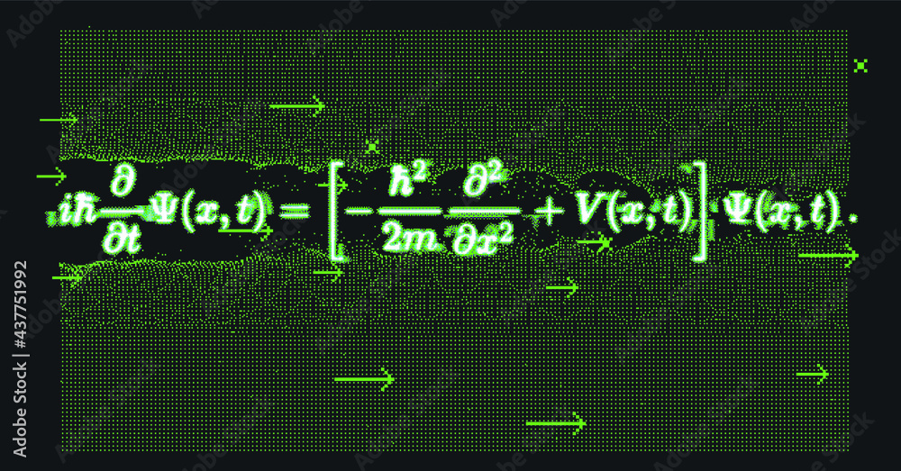 Poster erwin schroedinger's linear partial differential equation that describes the wave function of a quan