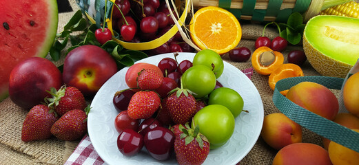 assorted fresh summer fruits concept