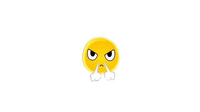 emoji con cara de enfado sobre fondo blanco en bucle