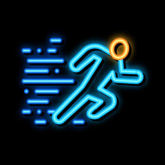 Running Human neon light sign vector. Glowing bright icon Running Human sign. transparent symbol illustration