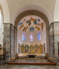 view of the high altar in the interior of the cathedral of Ribe
