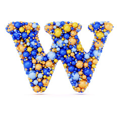 W letter with colored shiny balls