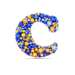 C letter with colored shiny balls