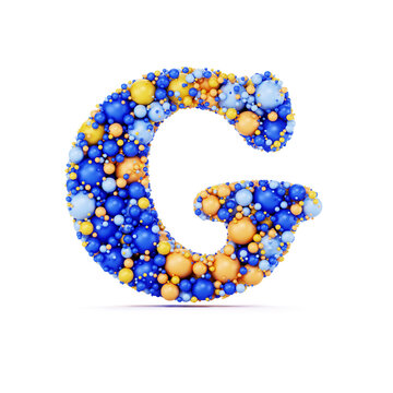G letter with colored shiny balls