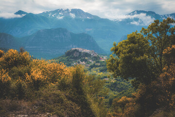 Central Italian Apennines, Mainarde, with a view of the small town of Castel San Vincenzo, Molise