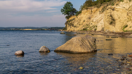 The Baltic Sea coast and cliffs near Reddevitzer Hoeft on Ruegen Island, Mecklenburg-Western Pomerania, Germany