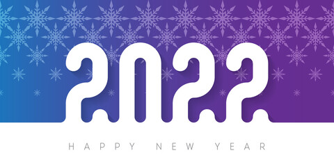 2022 - Happy new year. Vector Bright Brochure or calendar cover design template. Horizontal banner. Cover of business diary with wishes and snowflakes.