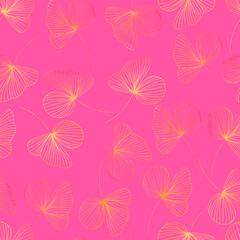 autumn contour watercolor leaves with gradient vector seamless pattern. background for fabrics, prints, packaging and postcards