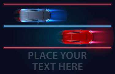 Car Logo. High Speed Sport Car - Futuristic Concept. Autonomous smart cars goes on the road. Vector illustration