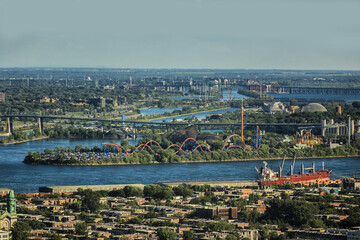Montreal scenic panorama of the city at sunset. Montreal, Quebec, Canada.