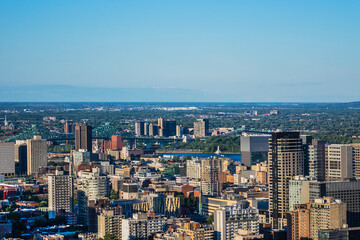 Montreal scenic panorama of the city at sunset. Montreal, Quebec, Canada.