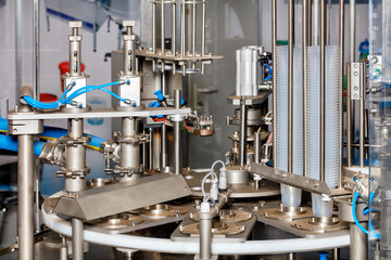 Production line for the food industry for the filling and packaging of dairy products.