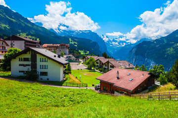 Traditional houses, Lauterbrunnen valley, Switzerland