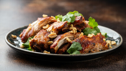 Chinese Pork ribs with peanuts and coriander