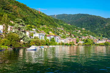 Fototapeta na wymiar Montreux town on Lake Geneva