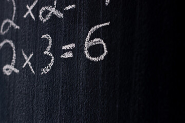 Fototapeta na wymiar A close up of equations on a chalkboard.