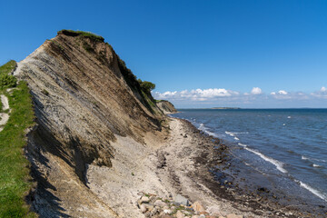 a hiking trail leads up to jagged cliffs on the shores of the Limfjord in northern Denmark © makasana photo