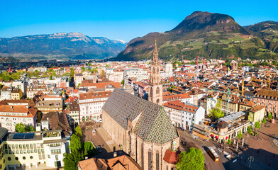 Bolzano Cathedral aerial panoramic view - obrazy, fototapety, plakaty