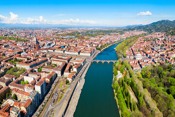 Turin aerial panoramic view, Italy