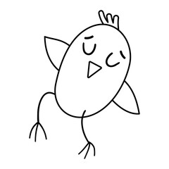 Obraz premium Vector black and white walking tip toe or dancing orange bird. Funny woodland animal line icon. Cute forest outline illustration for kids isolated on white background. .