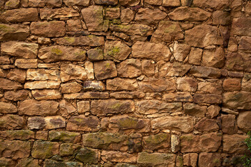 Old fortress wall, stone background. Medieval brick