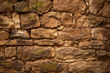 Old fortress wall, stone background. Medieval brick