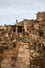 Fototapeta premium Ancient ghost town of Gamsutl, Dagestan, Russia. Abandoned etnic aul