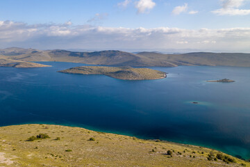 Amazing Kornati Islands national park panoramic aerial view, landscape of Dalmatia Croatia Piskera