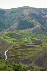 Traditional rural agriculture is the mountain terraces of Dagestan. Ethnic culture, manual labor