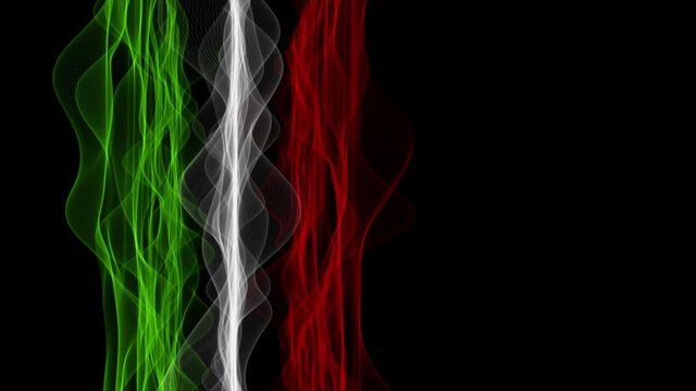 Fantastic Italian color wave animation in slow motion for sporting events and space for text, 4096x2304 loop 4K