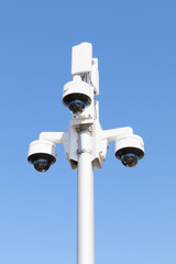 CCTV cameras on a pole. Cameras for 360 degree video monitoring