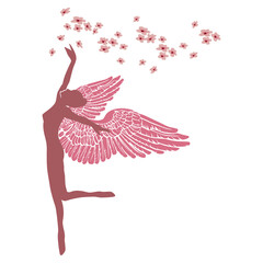 illustration of an angel with spring flowers