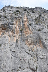 Fototapeta na wymiar climbing hiking rock in the mountains