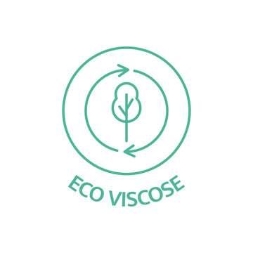 Eco viscose line icon. Sustainable clothes stamp. Fabric badge. Biodegradable symbol. Slow fashion. Quality certificate tag. Nature sticker. Natural beauty. Zero waste. Vector illustration