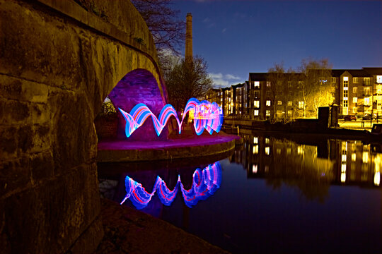 Ashton Under Lyne Canal Basin at Night 