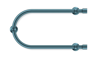 Vector illustration heated towel rail isolated on white background. Realistic metal coil pipe icon in flat cartoon style. Modern iron bathroom central heating radiator. Shiny towel rack for bathroom.