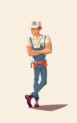 Electrician isolated on white background stock illustration