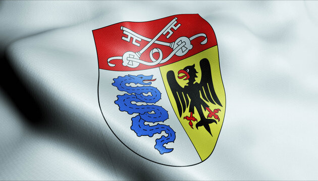 3D Waving Switzerland Region Flag of Biasca Closeup View