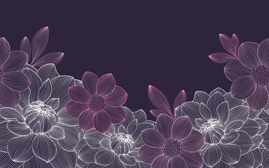 Seamless pattern with flowers dahlia